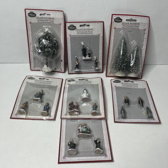 Lot Of 7 Cobblestone Corners Christmas Village Accessories - Picture 1 of 8